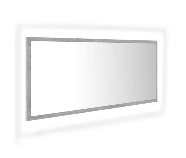 Vidaxl espelho casa de banho c/led 100x8,5x37cm acrílico cinza cimento