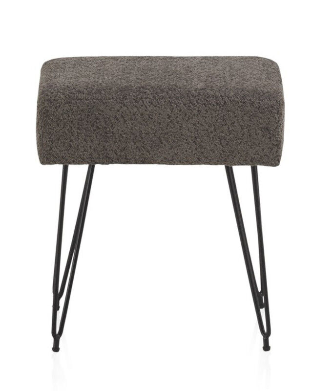 Banquete fixado cinza com pernas de metal preto