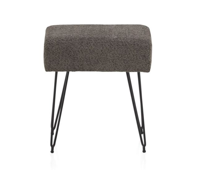 Banquete fixado cinza com pernas de metal preto