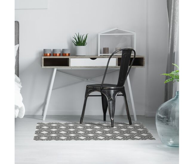 Tapete de vinil deblon, tapete de pvc antiderrapante, interior e exterior geométrico preto 120 x 180 cm
