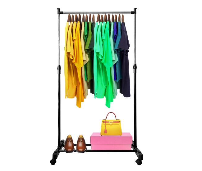 Cabide de metal básico burro com rodas nyana home 92x75x42cm extensível até 155cm