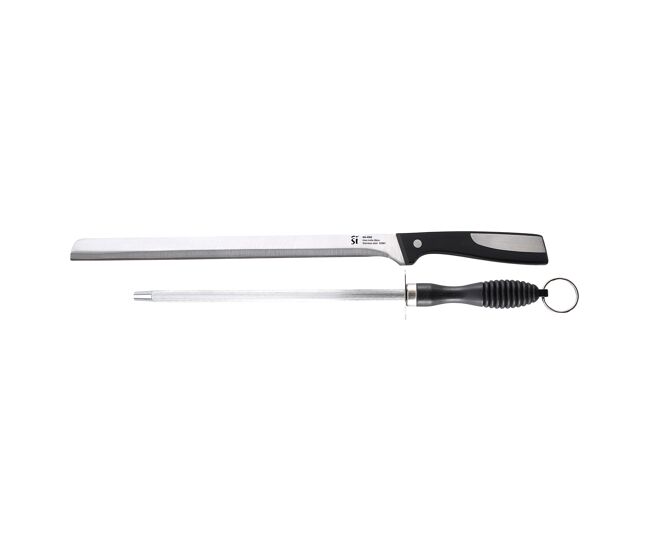 2 peças jamon knives + chaira aço inoxidável san ignacio