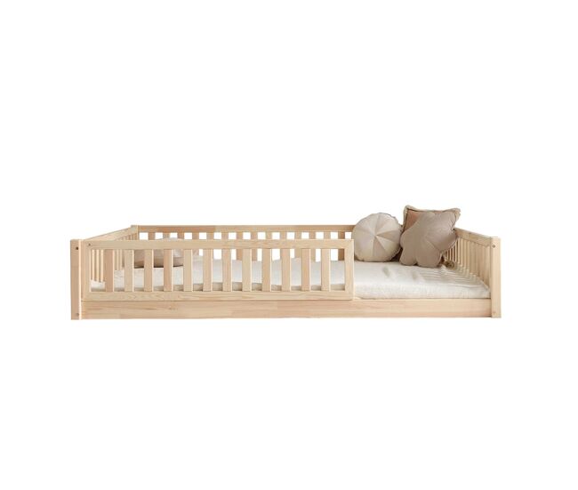 Cama 140x190 incluindo calha e estrado de ripas com pés de 1 cm agnès bois