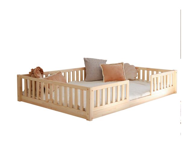 Cama 140x190 barreiras e base incluída pés 1 cm agnès madeira