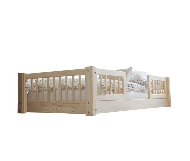 Cama 90x190 com calhas e estrado com pés de 1 cm adèle bois