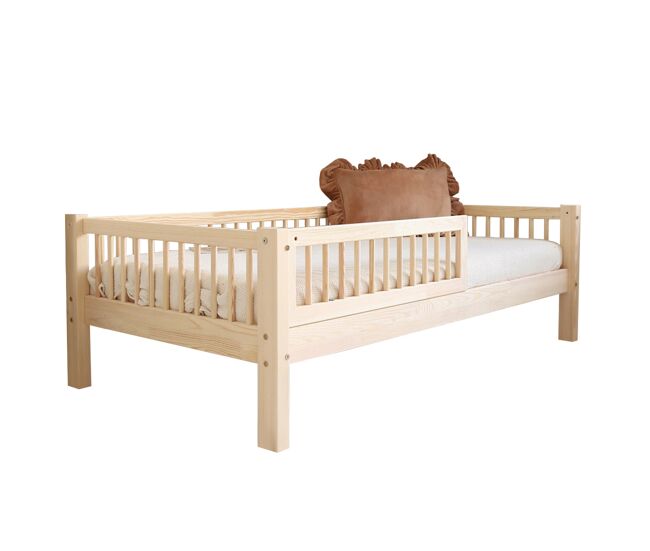 Cama 90x190 barreira e base incluída pés 19 cm adèle madeira