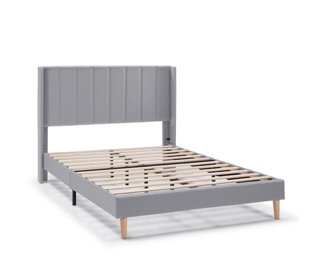 Cama estofada noelia 30 cm, 150x190 cm, cinza claro