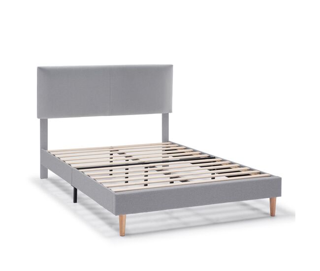 Cama estofada lauren 30cm, 90x190cm, cinza claro