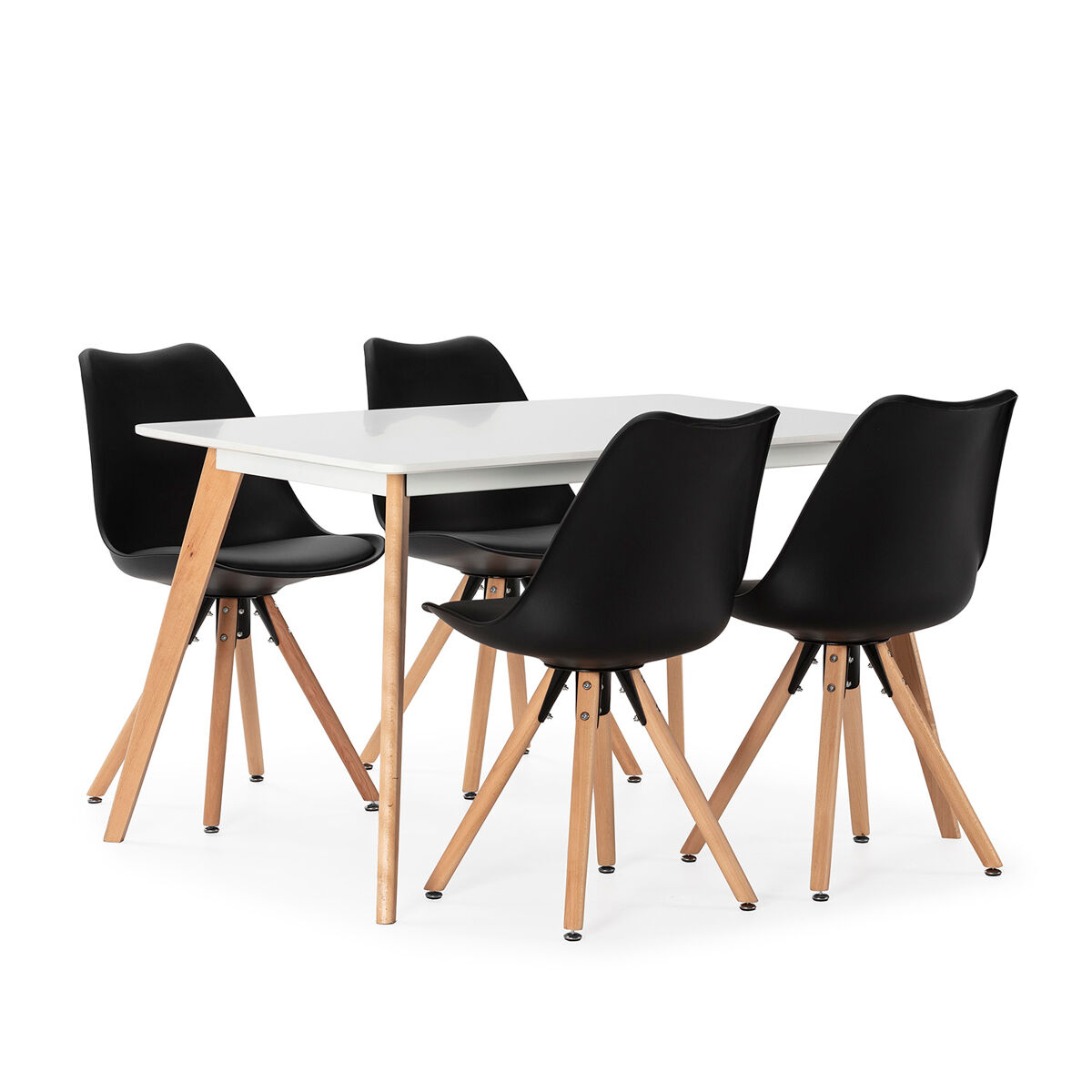 Conjunto de mesa 120x80 cm e 4 cadeiras de jantar jeff pretas