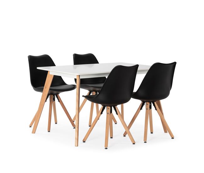 Conjunto de mesa 120x80 cm e 4 cadeiras de jantar jeff pretas