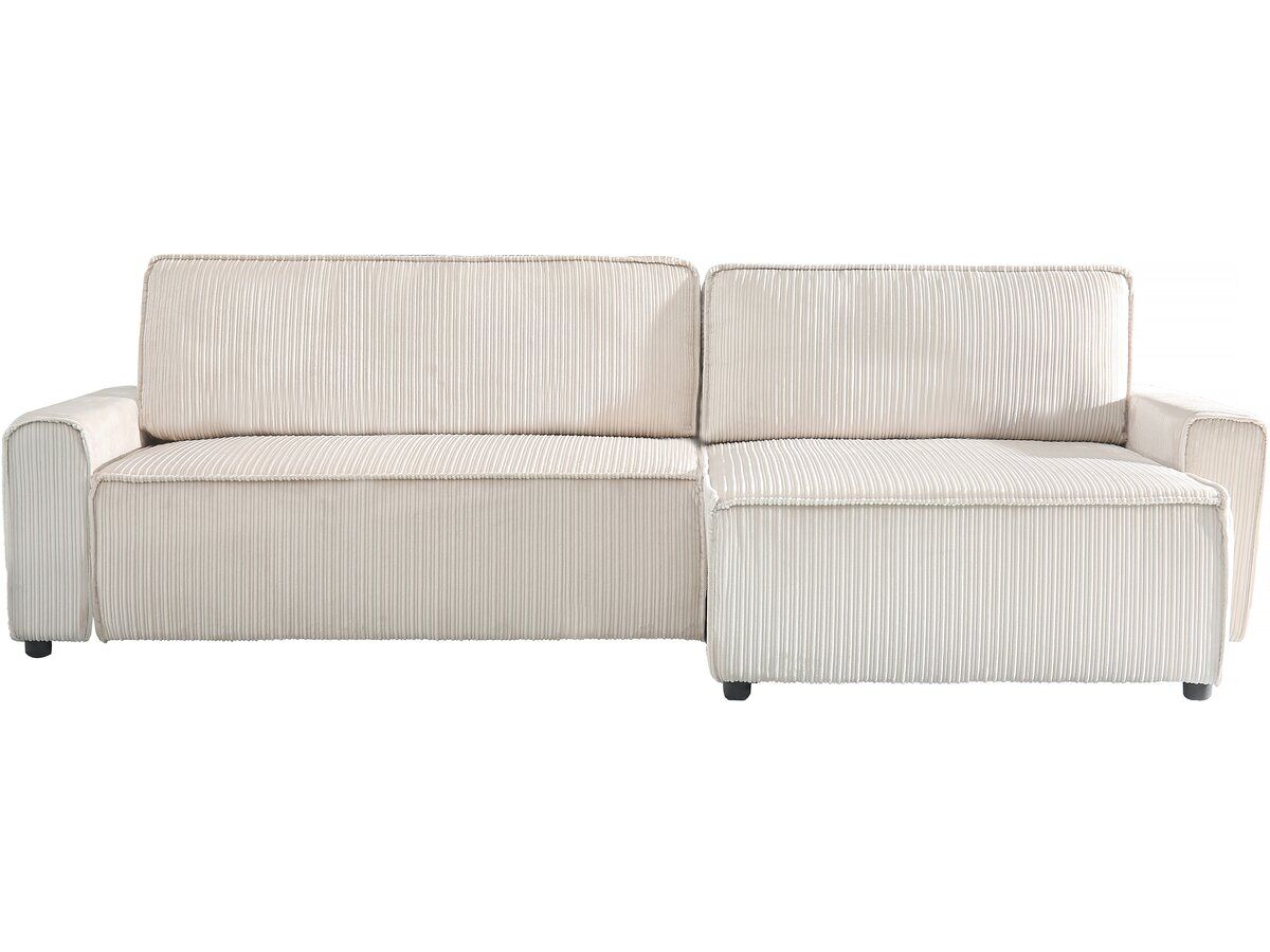 Sofá de canto conversível e reversível em veludo cotelê