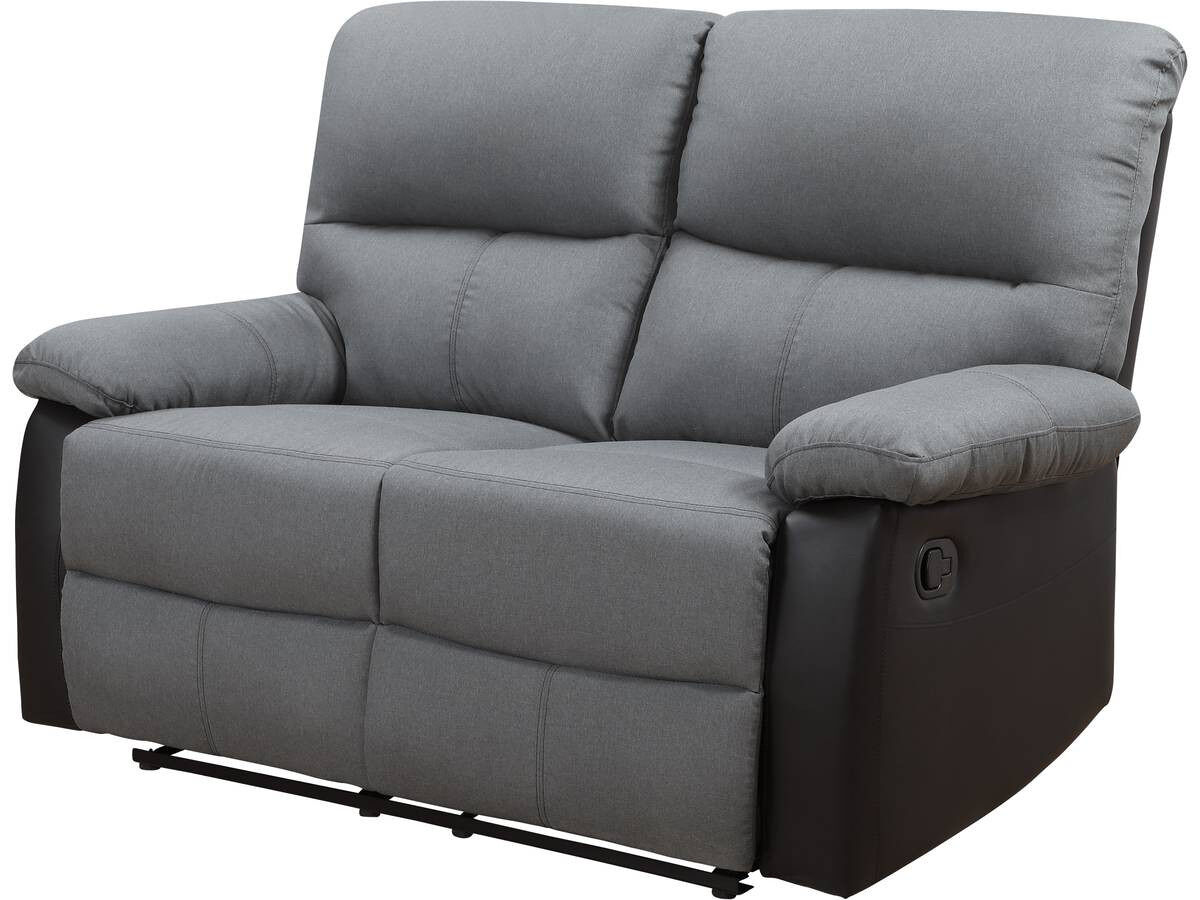 Canapé relax Lincoln - 147 x 89 x 103 cm - 2 places - Noir / Gris foncé