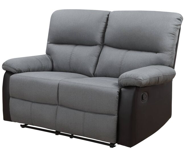Canapé relax Lincoln - 147 x 89 x 103 cm - 2 places - Noir / Gris foncé