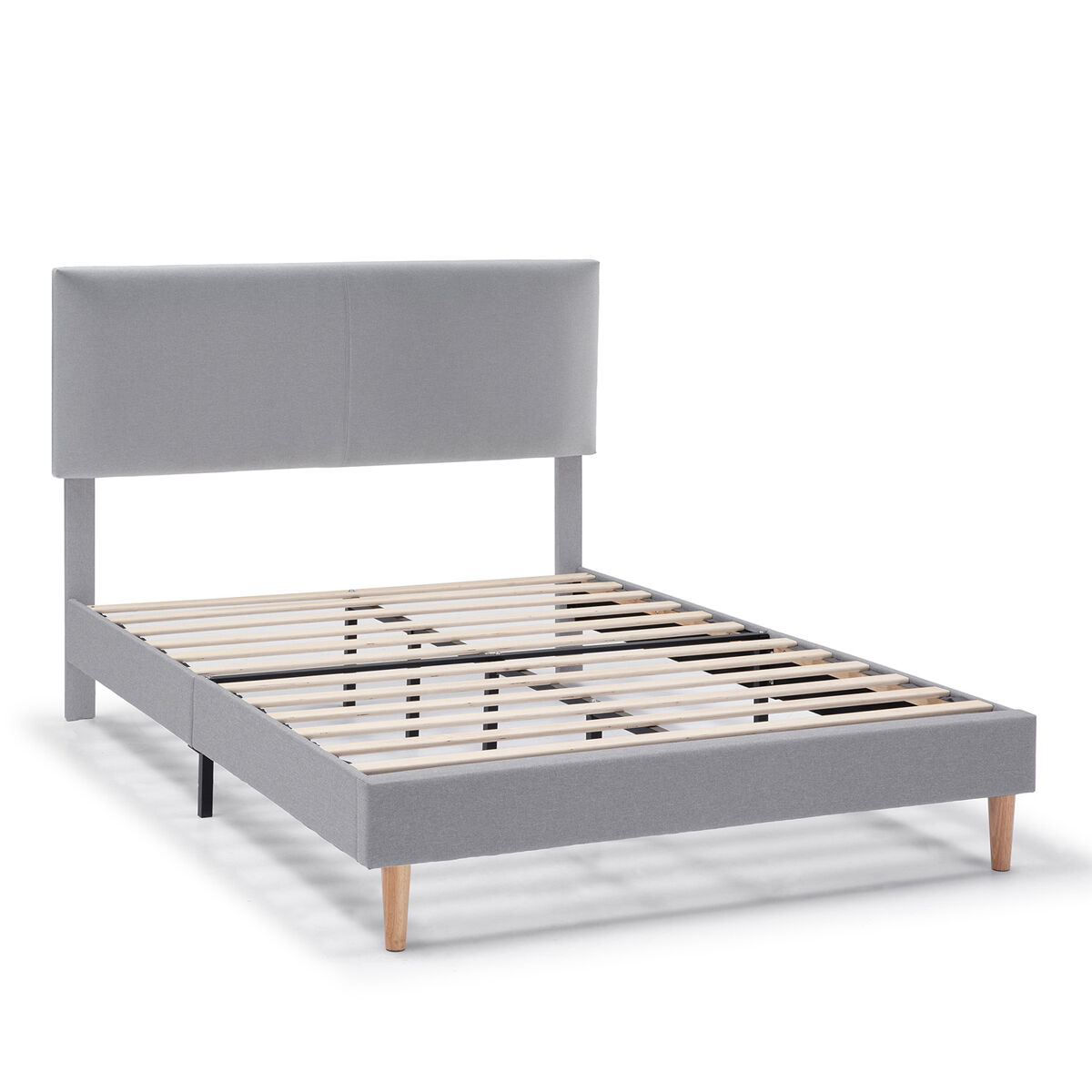 Cama estofada Lauren 140x190 Cinza Claro