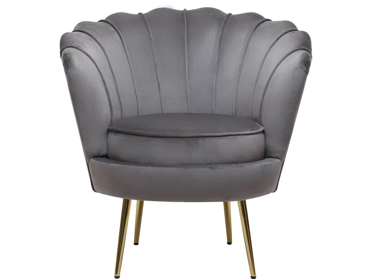 Poltrona de veludo "floria" - 75 x 68 x 77,5 cm - gris