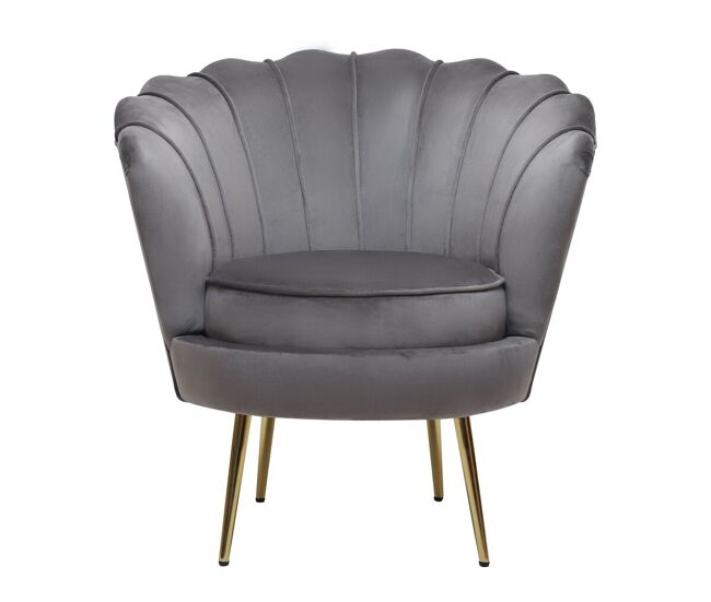 Poltrona de veludo "floria" - 75 x 68 x 77,5 cm - gris