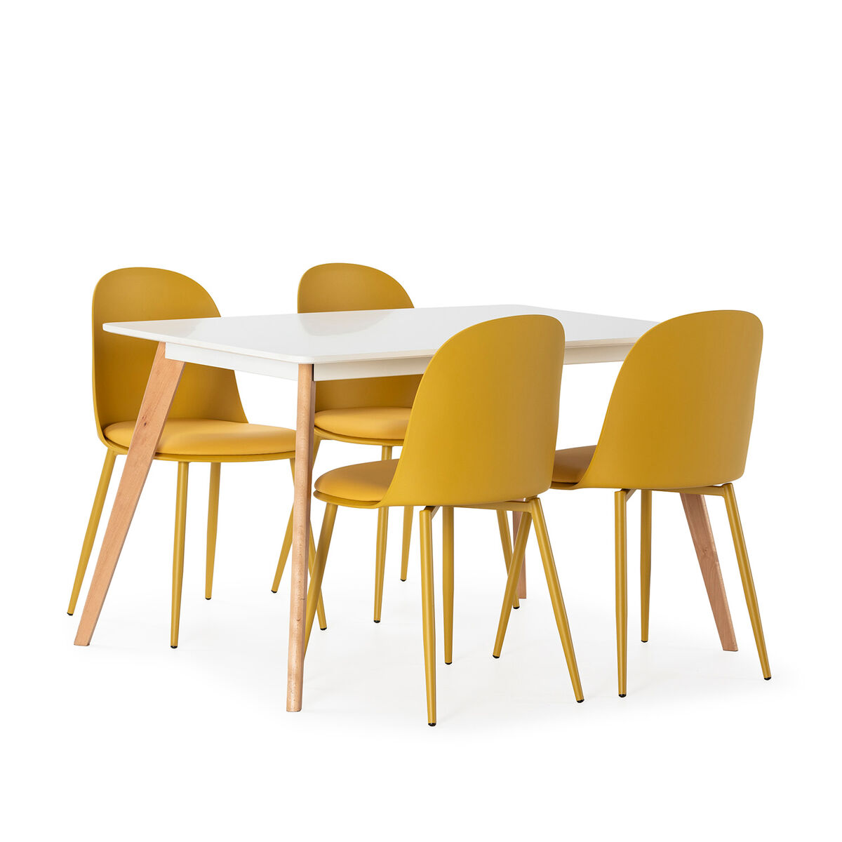 Conjunto de mesa e 4 cadeiras de jantar Kana 120x80