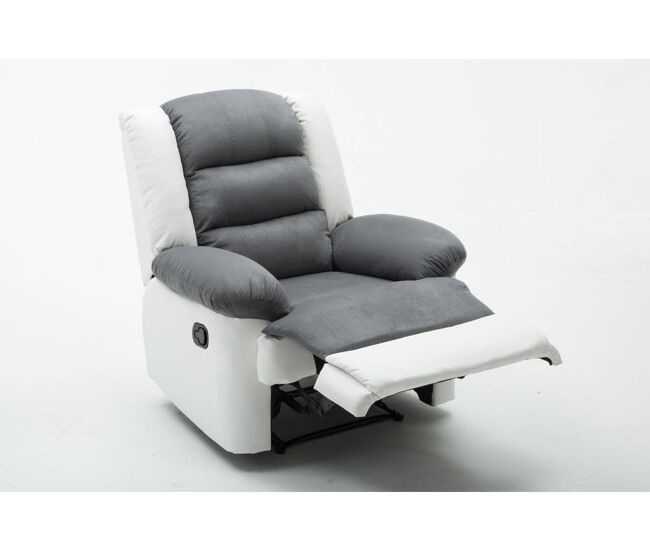 Poltrona de relaxamento "buckingham" - 85 x 93 x 100 cm - blanc / gris claro