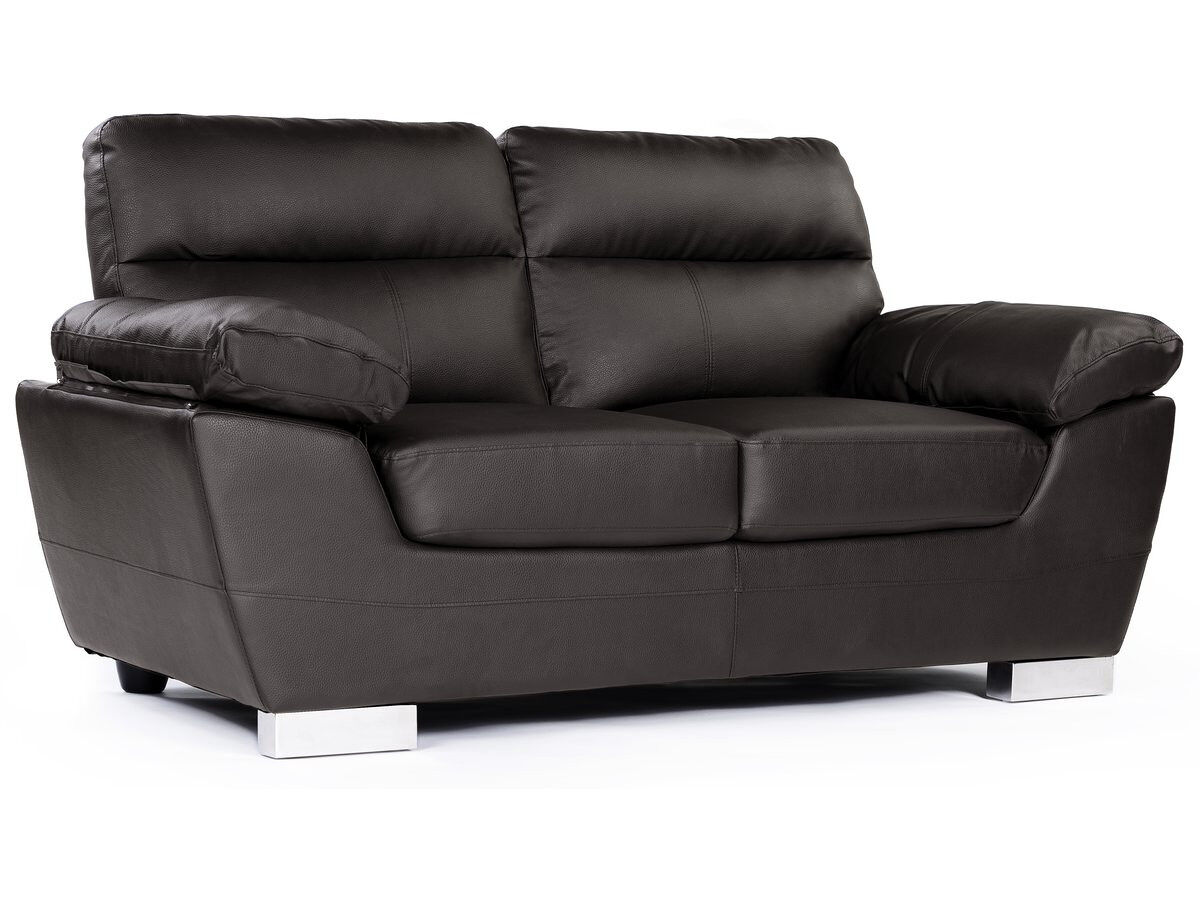 Canapé fixe en cuir collé et pvc "dallas" - 169 x 88 x 90 cm - 2 places - chocolat