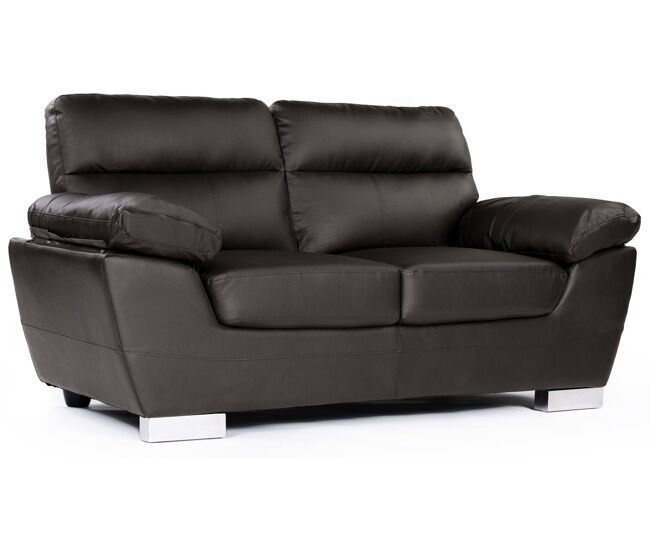 Canapé fixe en cuir collé et pvc "dallas" - 169 x 88 x 90 cm - 2 places - chocolat