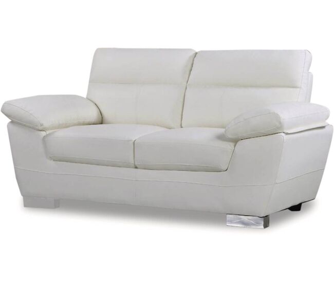 Sofá fixo em couro colado e pvc "dallas" - 169 x 88 x 90 cm - 2 lugares - branco