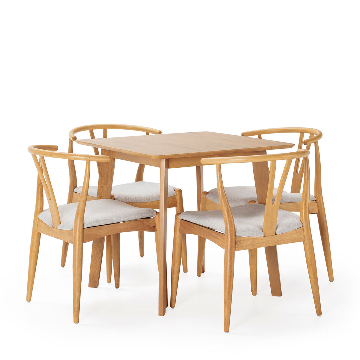 Conjunto de mesa e 4 cadeiras de jantar Rustic 80x80