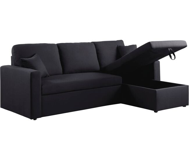 Canapé d'angle convertible/réversible Alain - 221 x 145 x 85 cm - 3 places - Noir