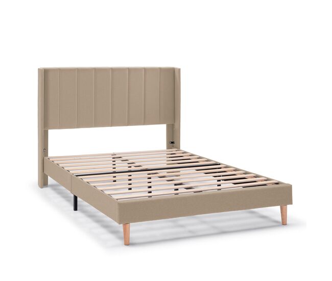 Cama estofada noelia 30 cm, 90x190 cm, bege
