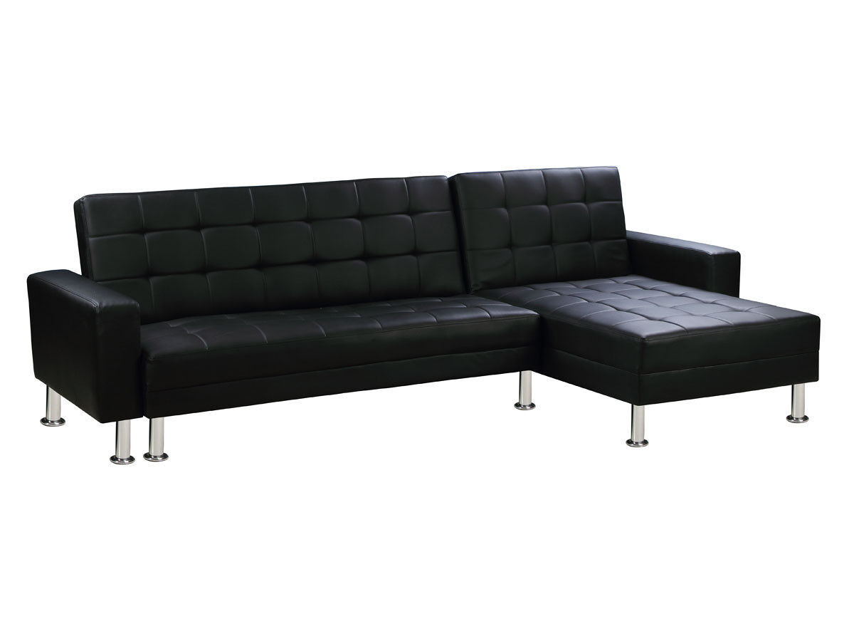 Sofá de canto conversível e reversível "theo" - 258 x 82/147 x 82 cm - 4 lugares - noir