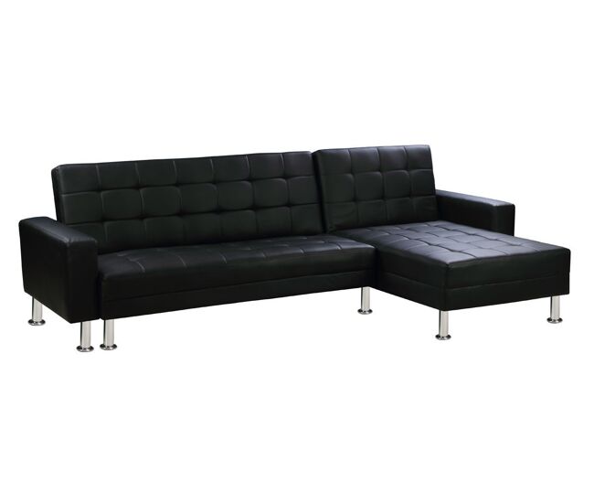 Sofá de canto conversível e reversível "theo" - 258 x 82/147 x 82 cm - 4 lugares - noir