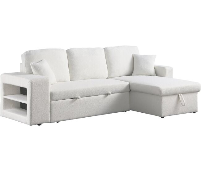 Canapé d'angle bouclettes convertible/réversible "Axel" - 3 Places - Blanc