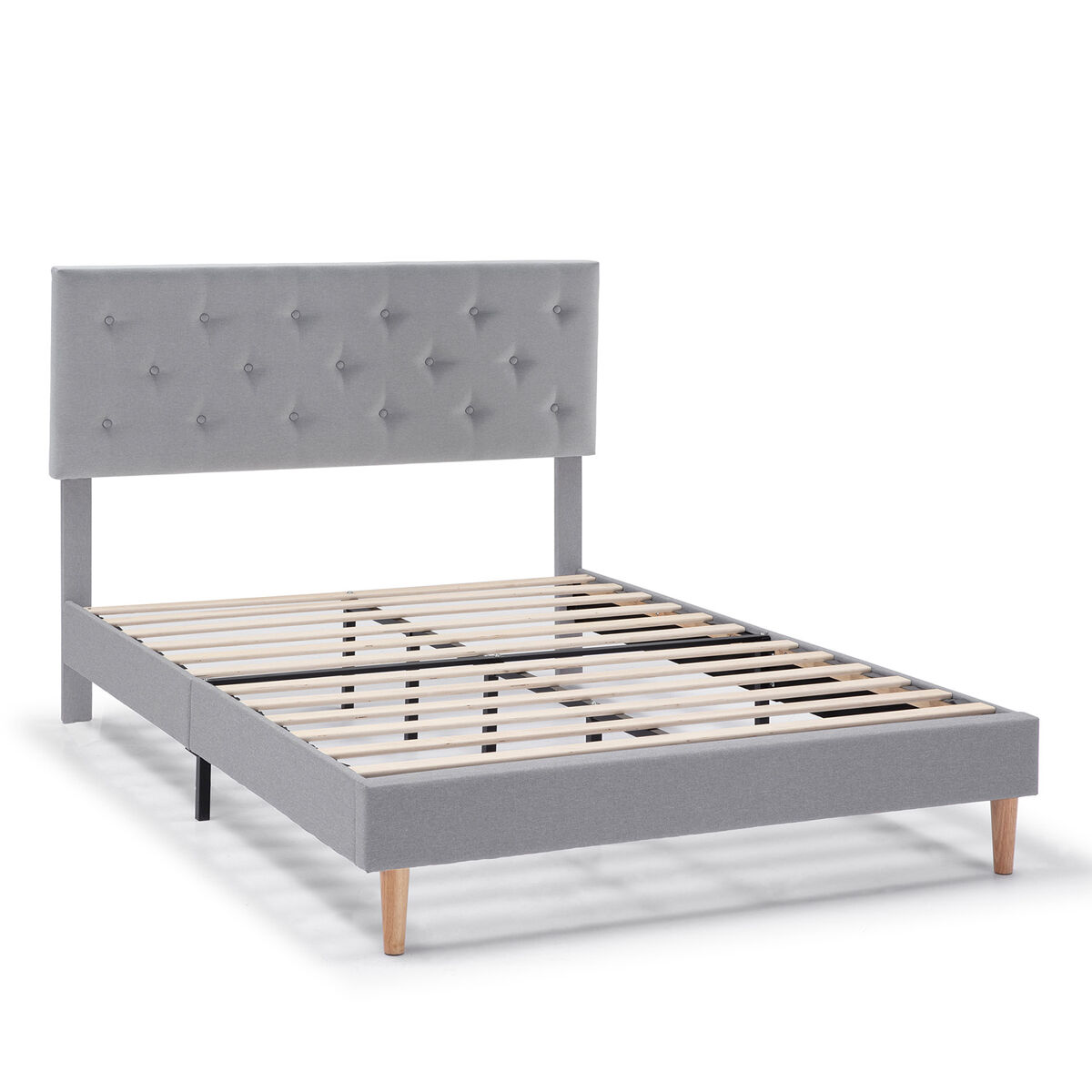 Cama estofada rosi 30 cm, 150x190 cm, cinza claro