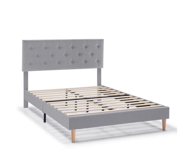 Cama estofada rosi 30 cm, 150x190 cm, cinza claro