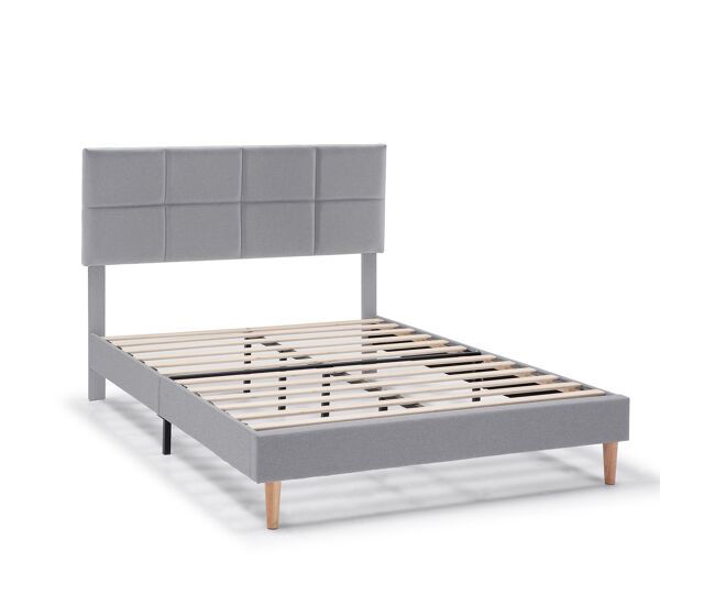 Cama estofada silvi 30 cm, 140x190 cm, cinza claro