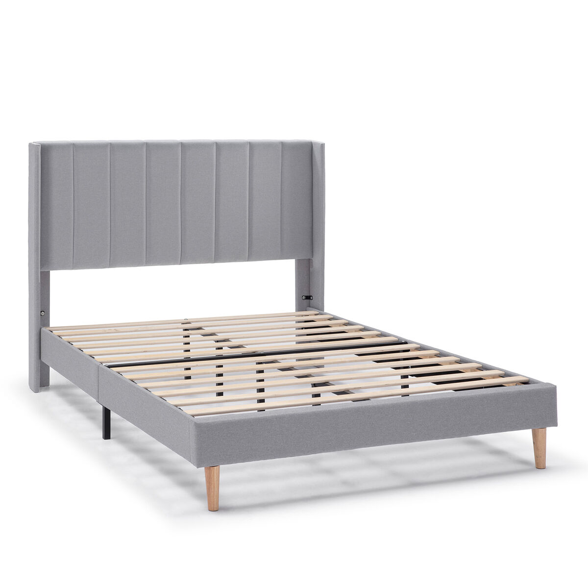 Cama estofada noelia 30 cm, 90x190 cm, cinza claro
