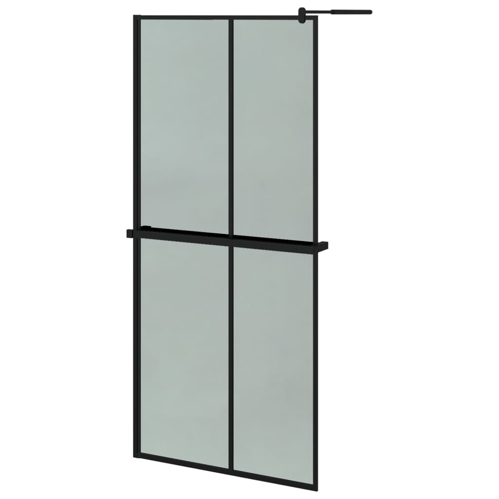 Vidaxl divisória chuveiro c/prateleira 90x195 vidro/alumínio esg preto