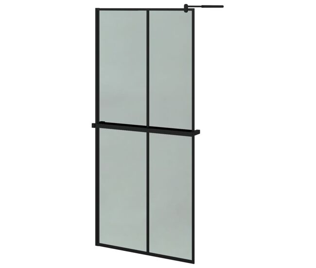 Vidaxl divisória chuveiro c/prateleira 90x195 vidro/alumínio esg preto