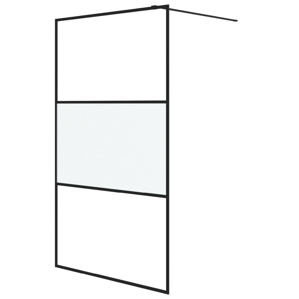 Vidaxl divisória de chuveiro 115x195 cm vidro semiopaco esg preto