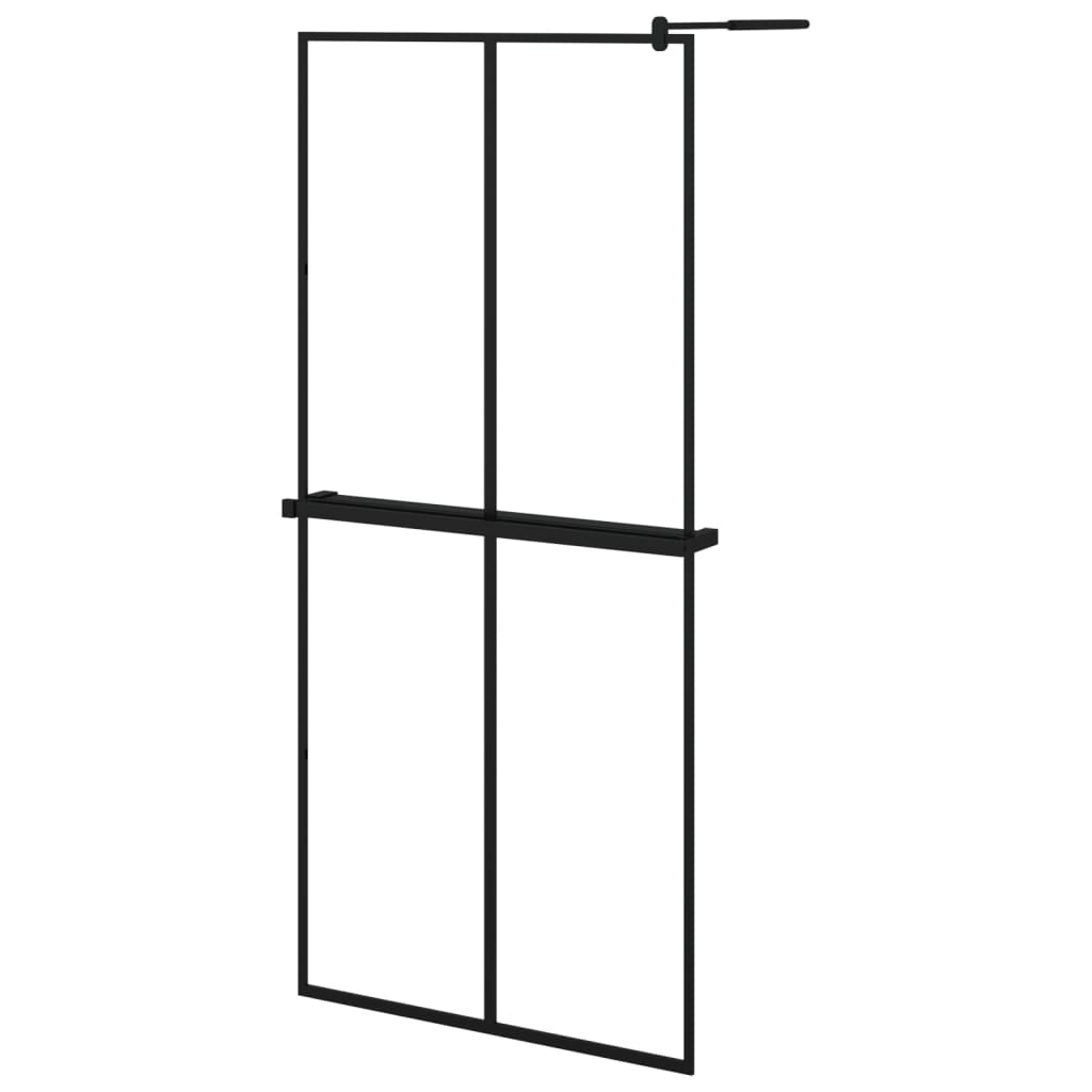 Vidaxl divisória chuveiro c/prateleira 90x195 vidro/alumínio esg preto