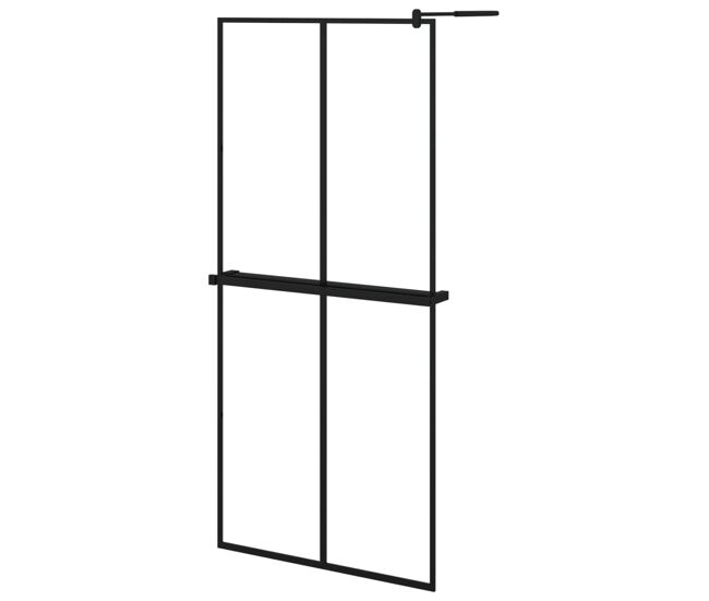 Vidaxl divisória chuveiro c/prateleira 90x195 vidro/alumínio esg preto