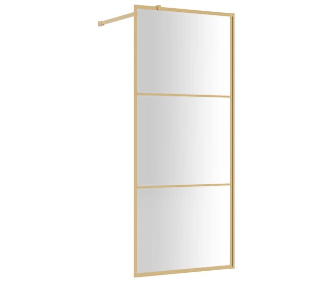 Vidaxl divisória de chuveiro 80x195 cm vidro transparente esg dourado