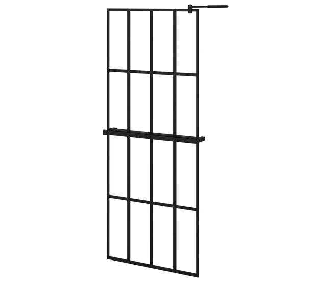 Vidaxl divisória chuveiro c/prateleira 80x195 vidro/alumínio esg preto