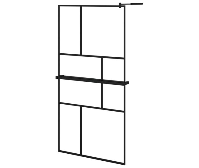 Vidaxl divisória chuveiro+prateleira 100x195 vidro esg/alumínio preto