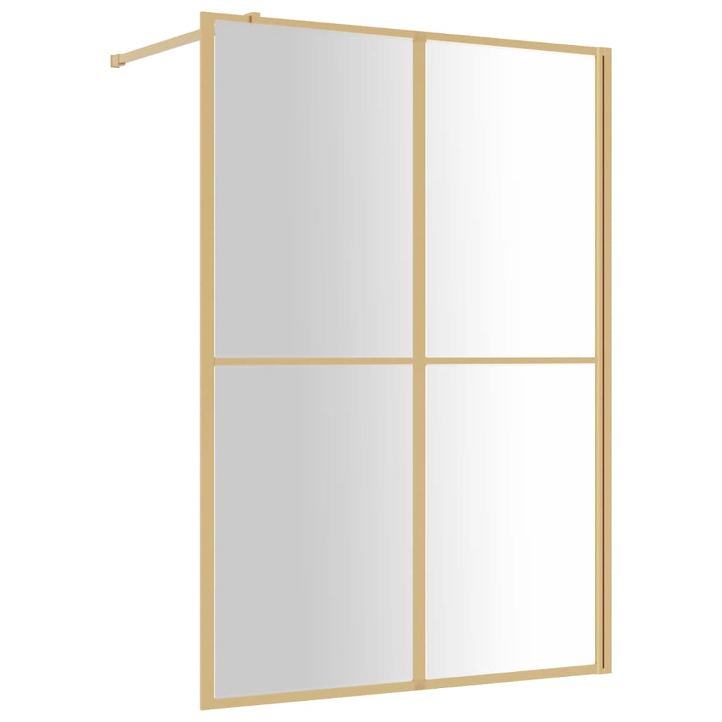 Vidaxl divisória de chuveiro 140x195 cm vidro transparente esg dourado