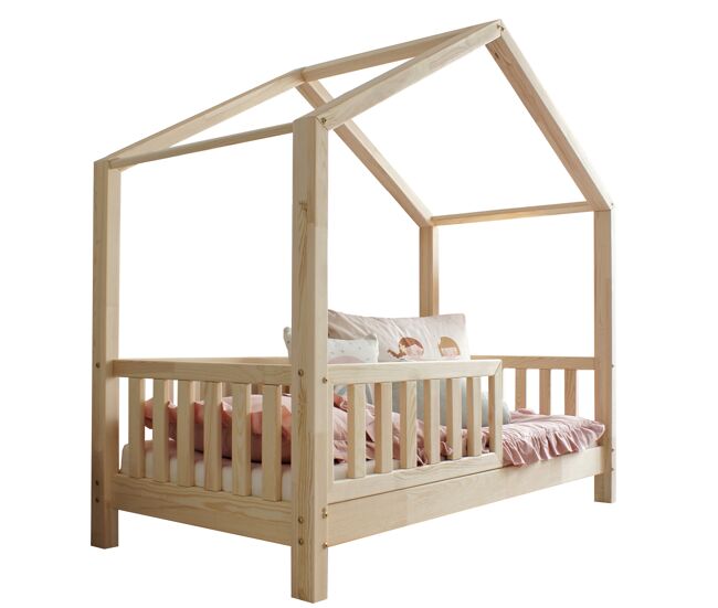 Cama de cabina 90x190 barreira e base de ripas incluídas pés 10 cm roxane bois