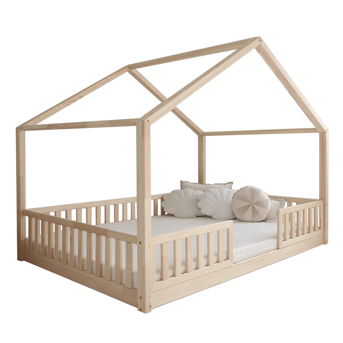 Cama cabana 140x200 barreiras e base incluída pés 1 cm roxane madeira