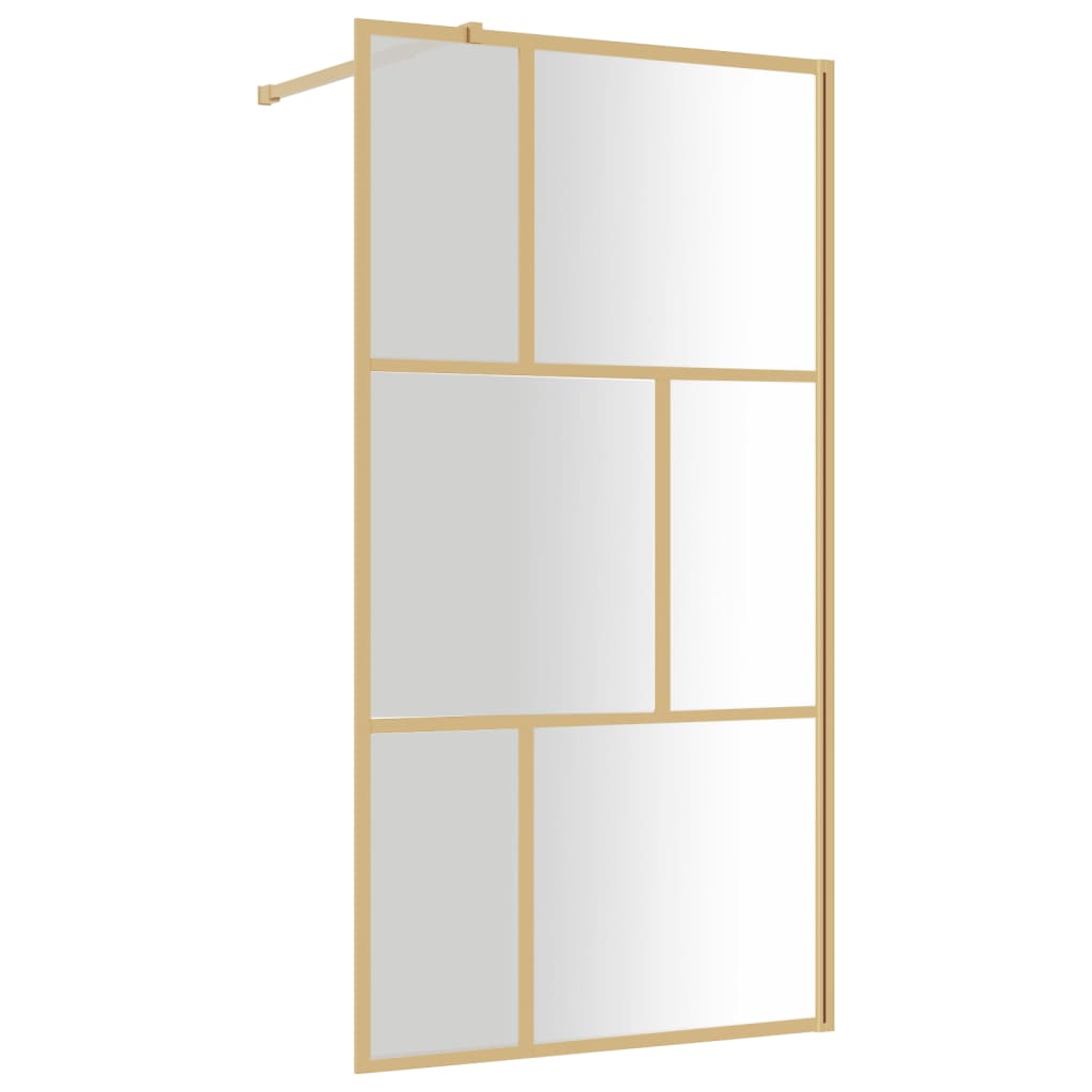 Vidaxl divisória de chuveiro 115x195 cm vidro transparente esg dourado