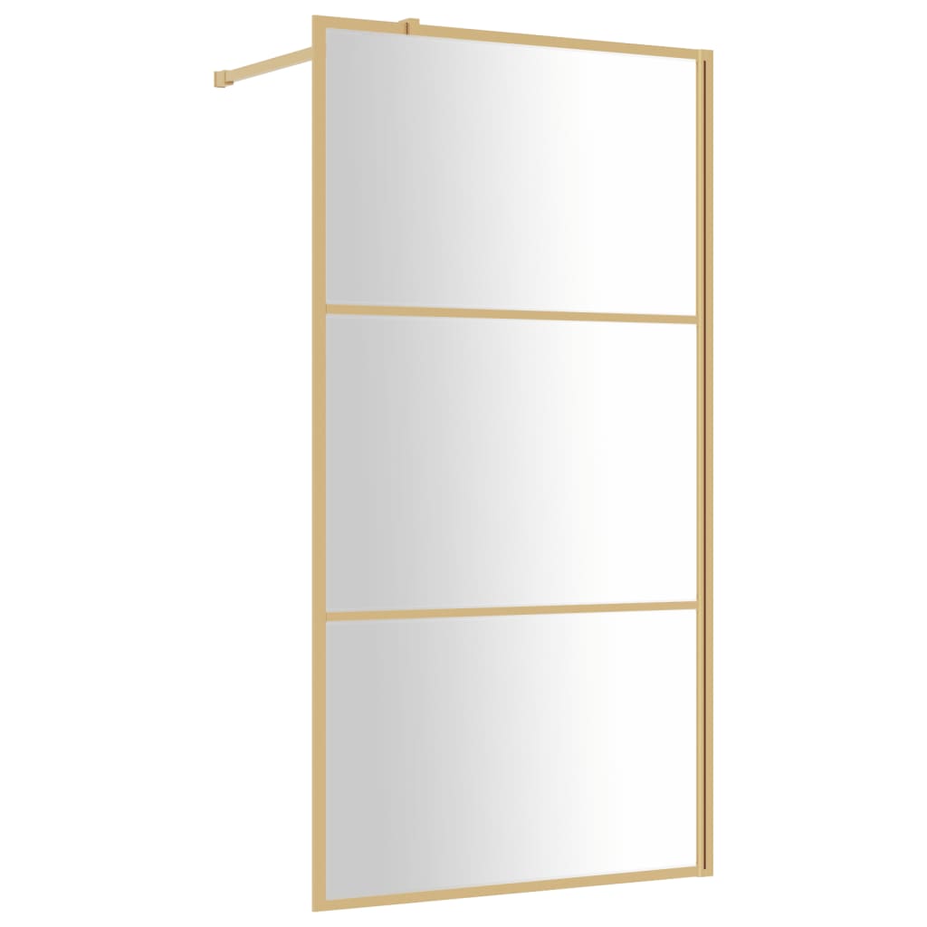 Vidaxl divisória de chuveiro 100x195 cm vidro transparente esg dourado