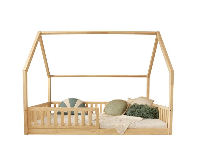 Cama cabana 140x200 barreira e base de ripas incluídos pés 1 cm daisy bois