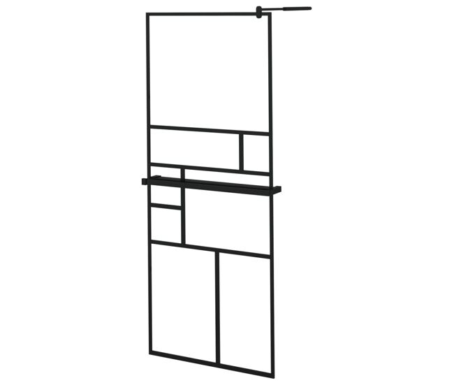 Vidaxl divisória chuveiro c/prateleira 80x195 vidro/alumínio esg preto